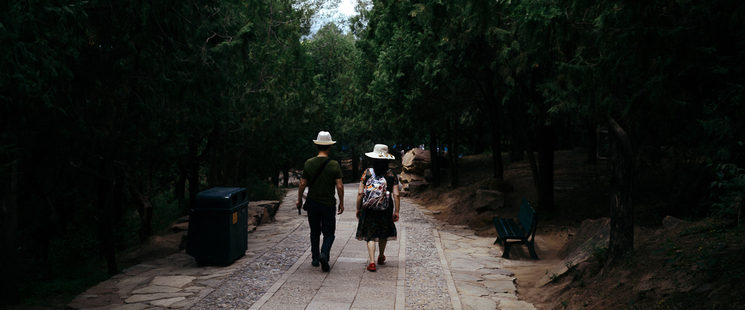 Walking along a path in the Summer Palace