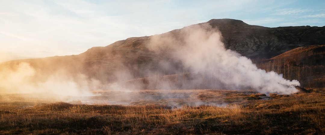 Steam rising out of the ground at Geysir